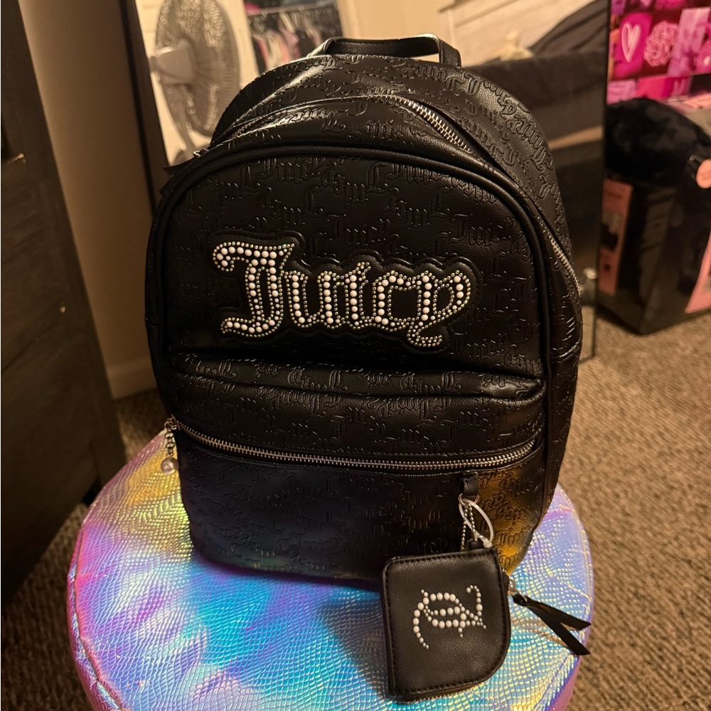 Juicy Couture Black Backpack with Silver Accents